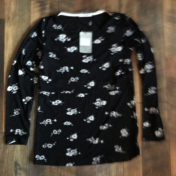 Smallshow Nursing top breast feeding black floral long sleeve New size Small - Picture 5 of 6